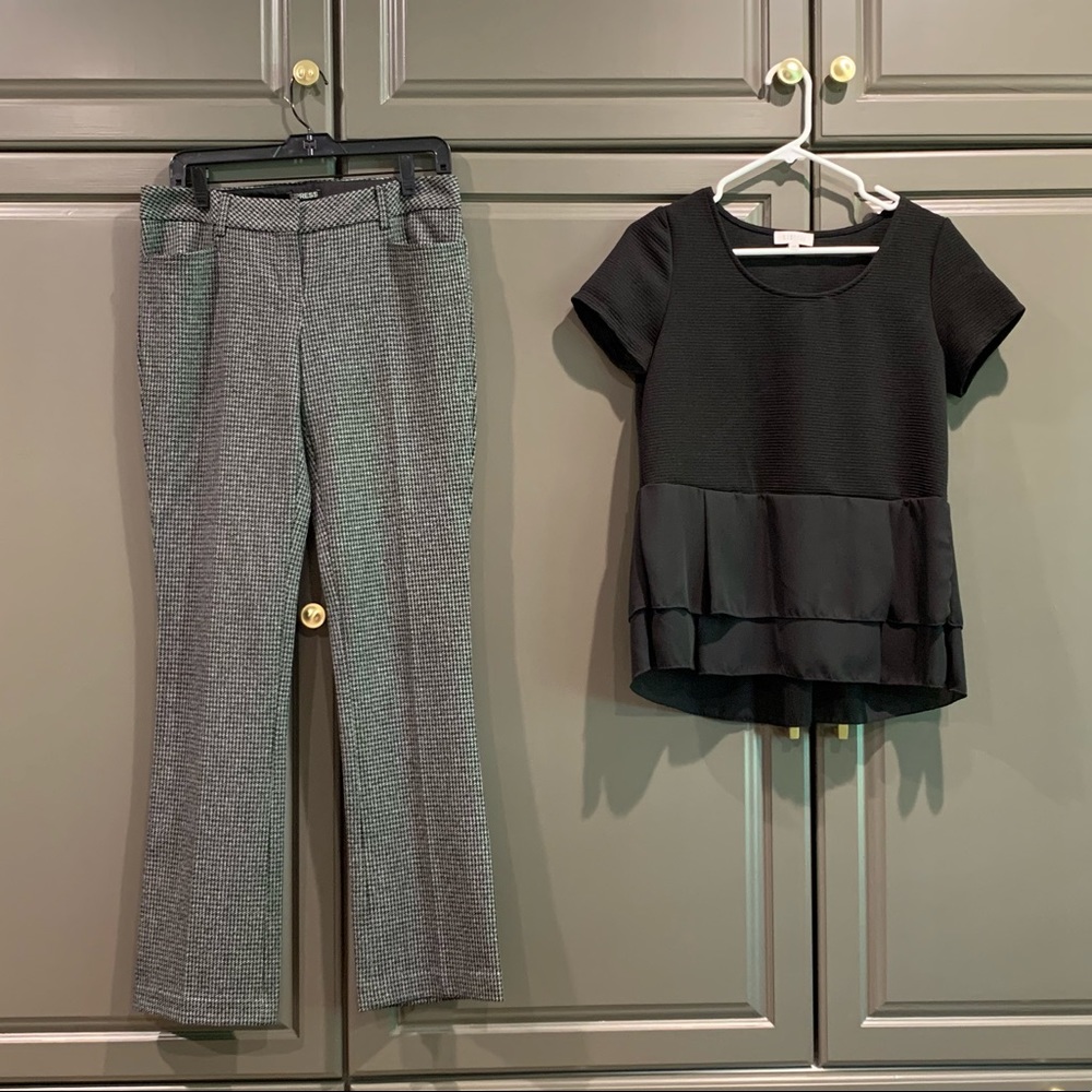 Express slacks, sz 4 reg. & Barney’s NY blouse.